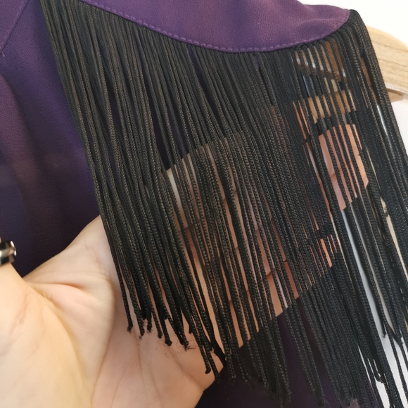 BCBGeneration Purple Tassel Fringe Top XS - Picture 5 of 10